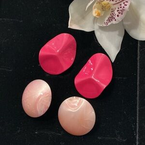 Vintage 80s Pink Statement Earrings Lot